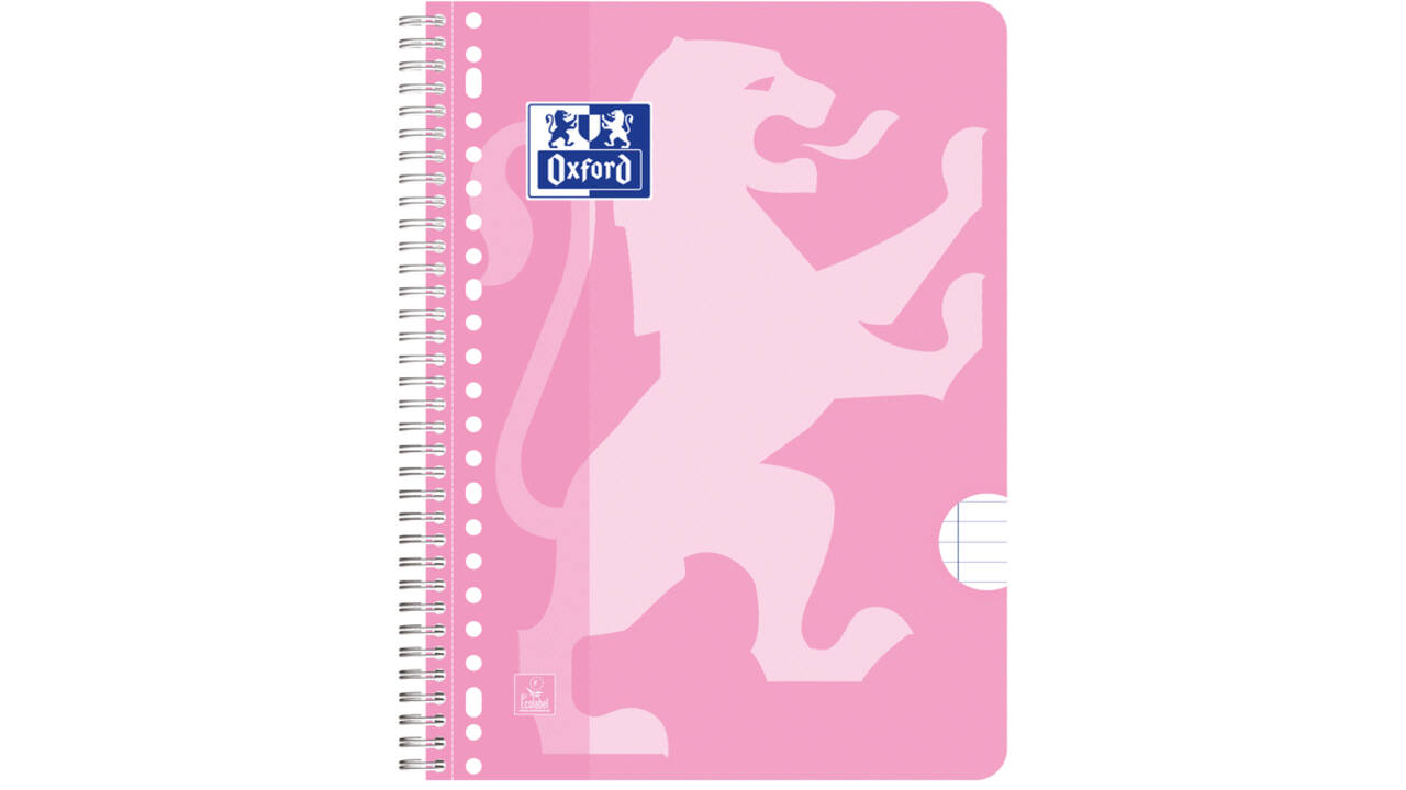 Collegeblok Oxford School A4+ lijn 23-gaats 160 pagina's 80gr roze