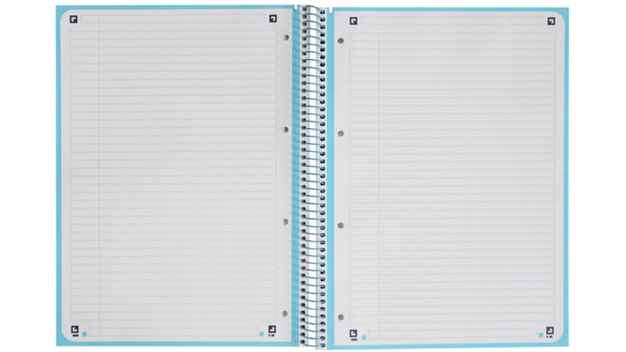 Notitieboek Oxford Touch Europeanbook A4+ 4-gaats lijn 80vel pastel blauw