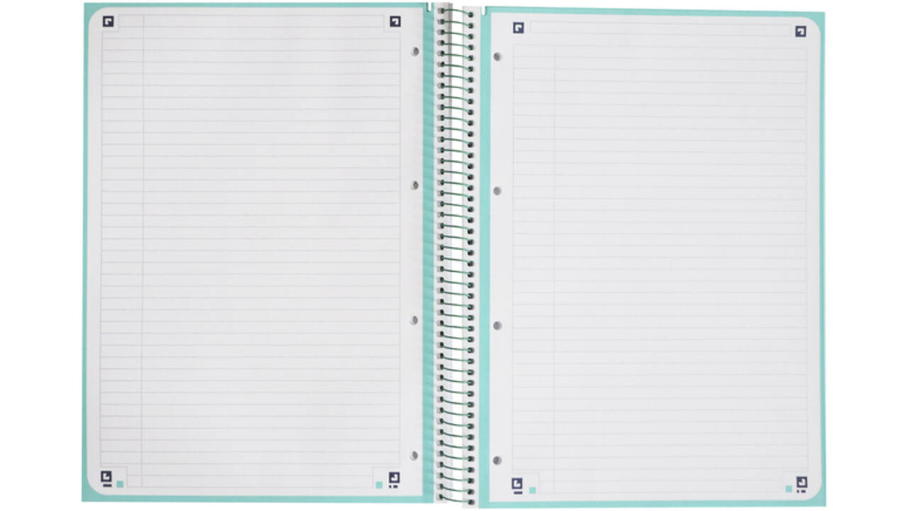 Notitieboek Oxford Touch Europeanbook A4+ 4-gaats lijn 80vel pastel mint