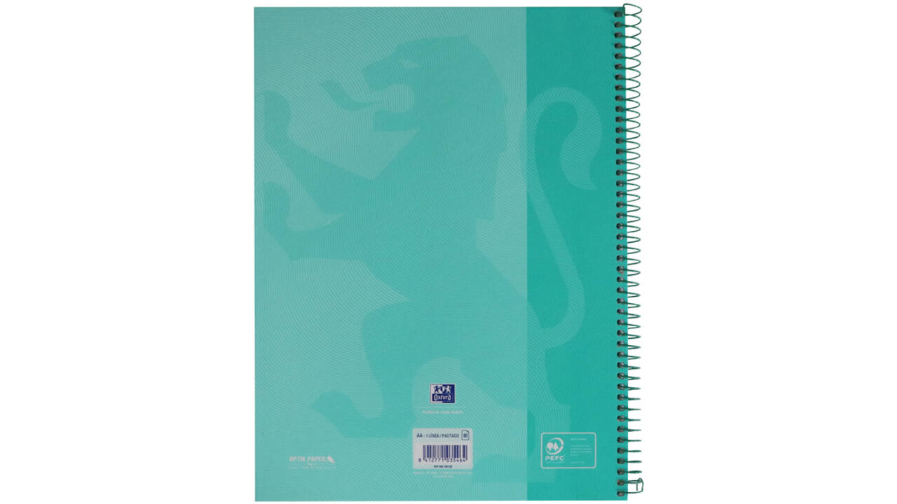 Notitieboek Oxford Touch Europeanbook A4+ 4-gaats lijn 80vel pastel mint