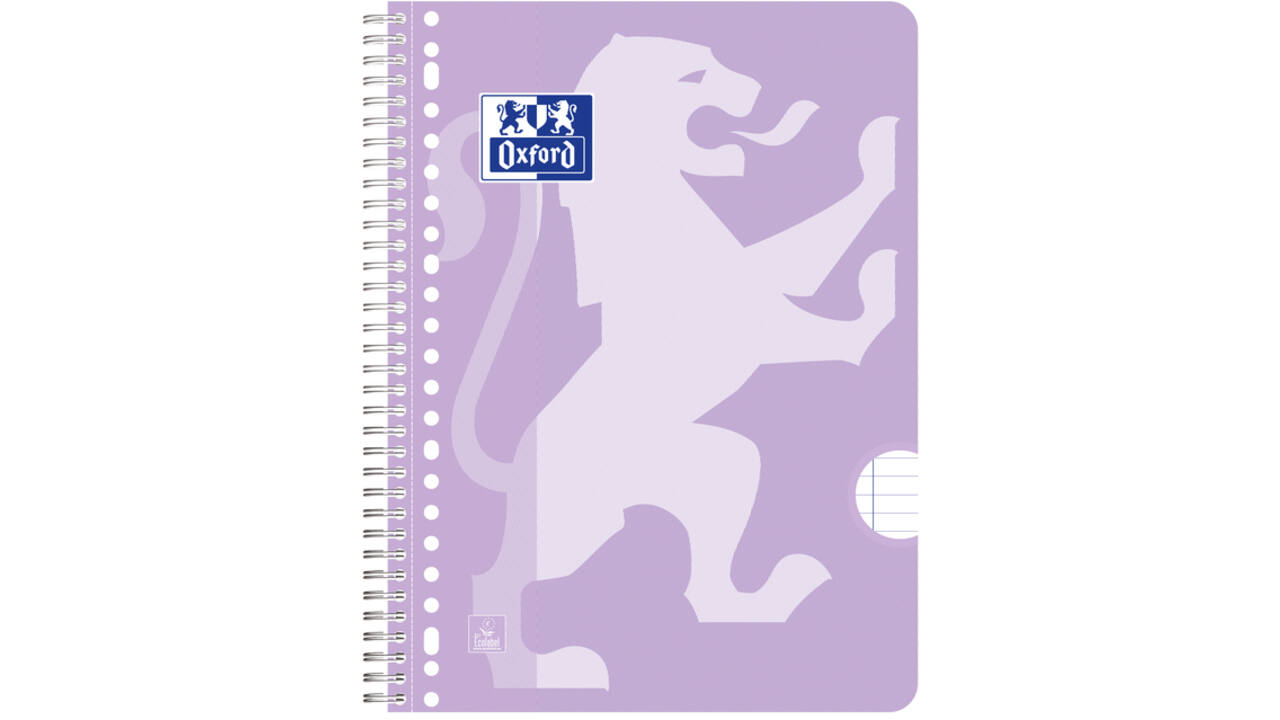 Collegeblok Oxford School A4+ lijn 23-gaats 160 pagina's 80gr pastel assorti