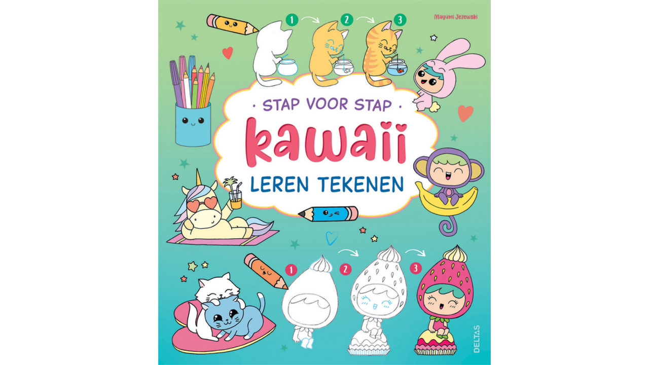 Tekenboek Deltas stap voor stap Kawaii