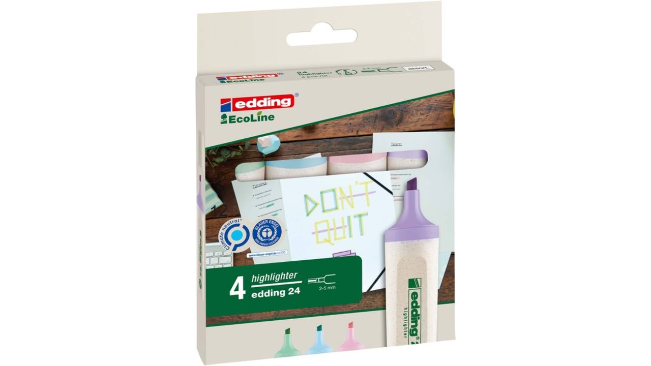 Markeerstift edding 24 Ecoline pastel assorti set à 4 stuks