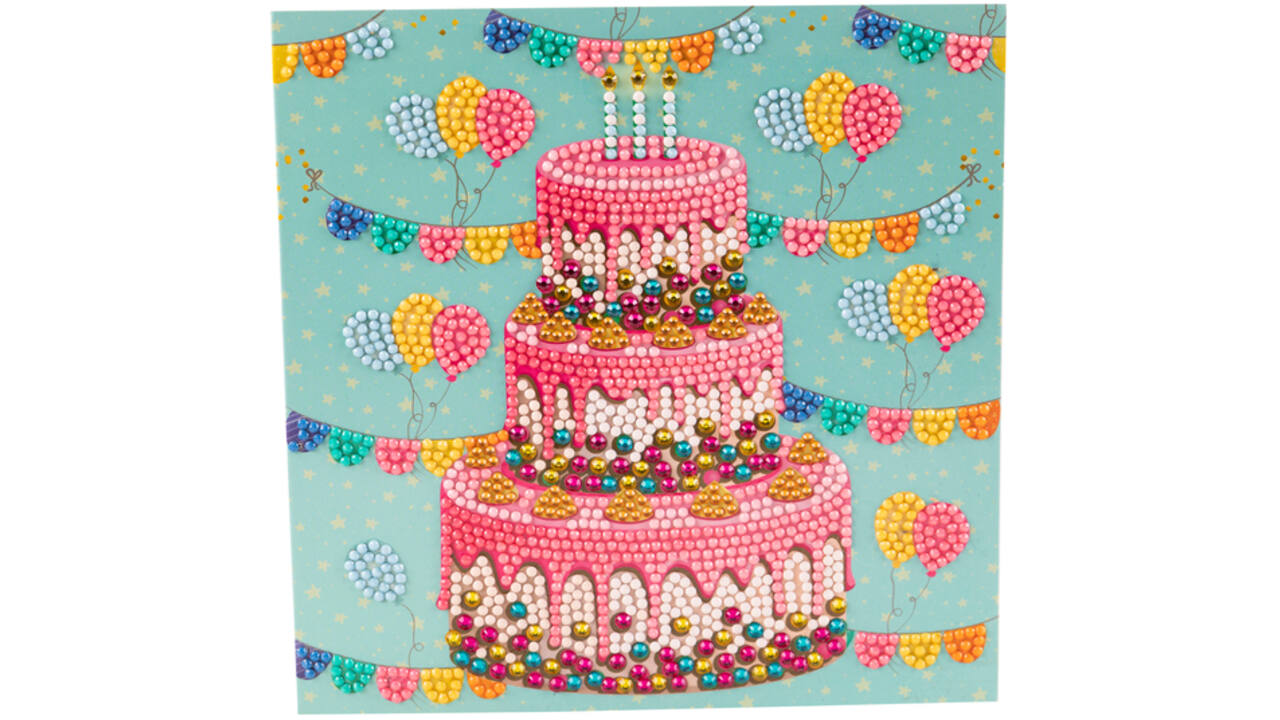 Diamondpainting Crystal Art Kaart cake 18x18cm