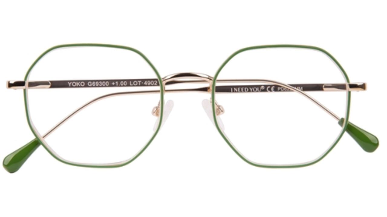 Leesbril I Need You +3.00 dpt Yoko groen-goud