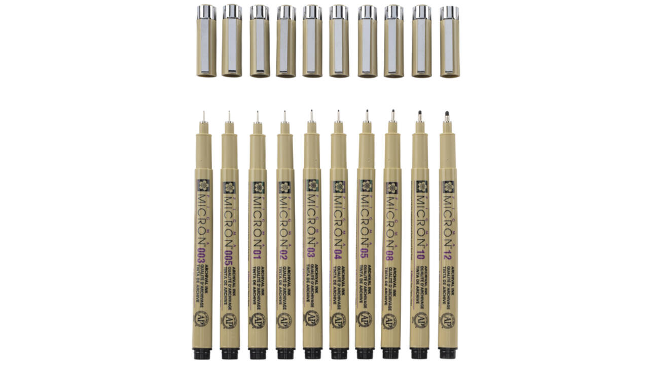 Fineliner Sakura Pigma Micron set à 10 schrijfbreedtes zwart