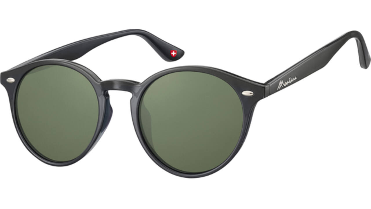 Zonnebril Montana met groen G15 rond glas zwart