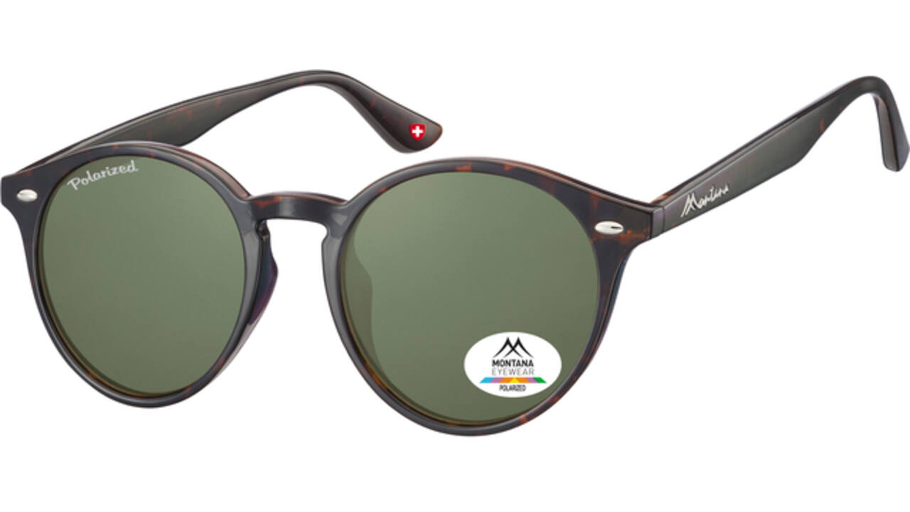 Zonnebril Montana met groen G15 gepolariseerd rond glas turtle