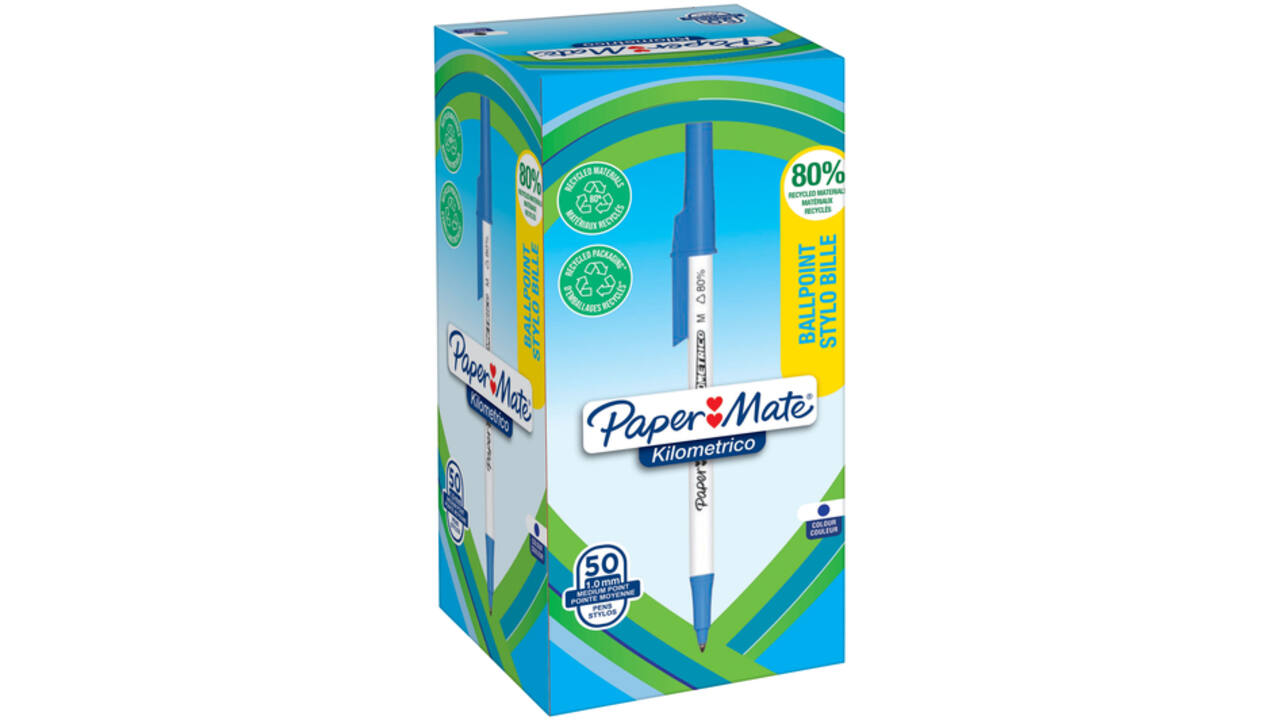 Balpen Paper Mate Kilometrico Recycled medium blauw