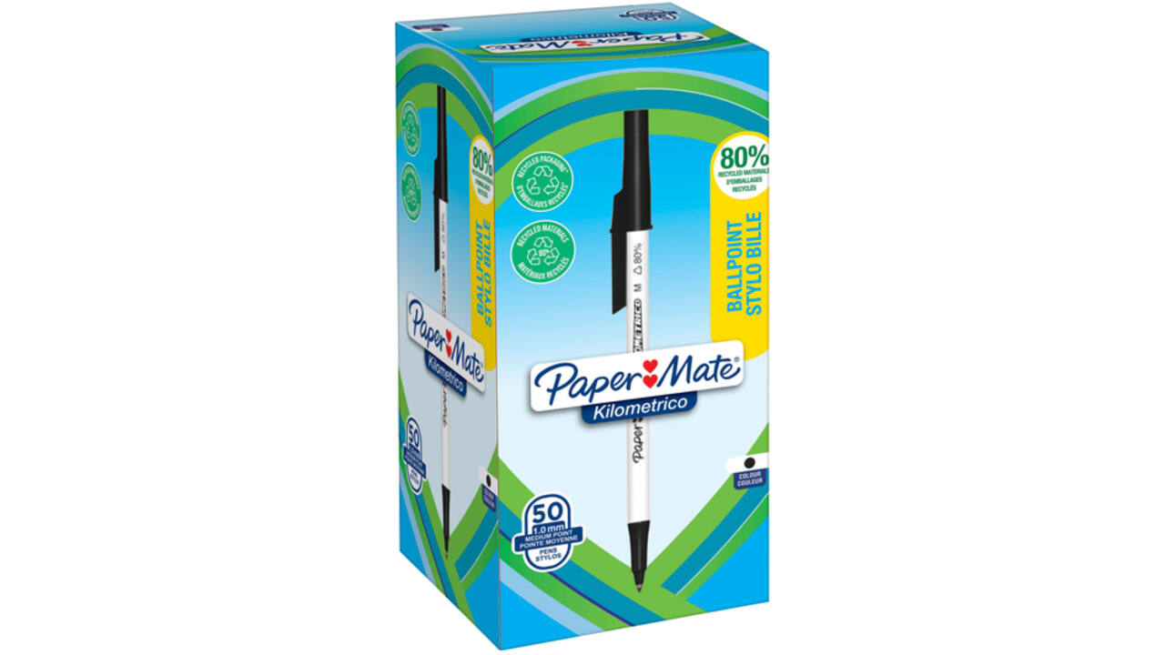 Balpen Paper Mate Kilometrico Recycled medium zwart