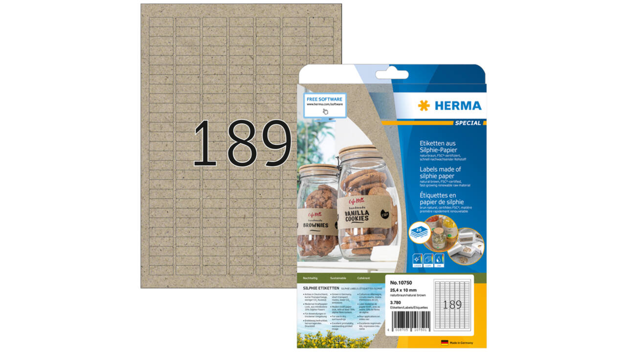 Etiket HERMA 10750 25.4 x 10mm silphie bruin 3780 stuks