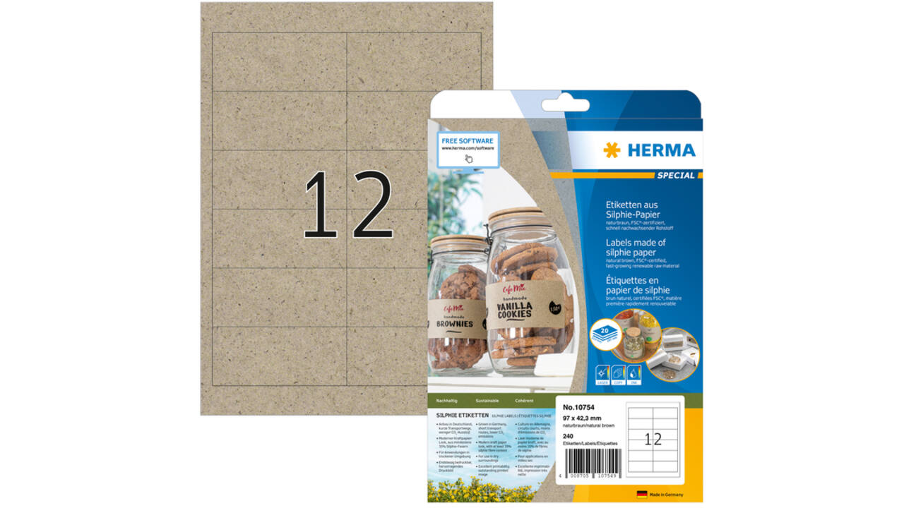 Etiket HERMA 10754 97x42.3mm silphie bruin 240 stuks