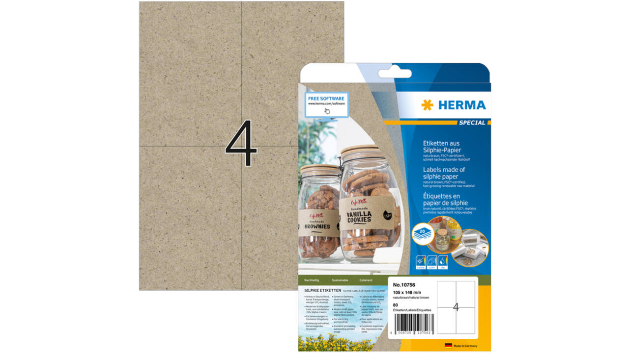 Etiket HERMA 10756 105x148 mm silphie bruin 80 stuks