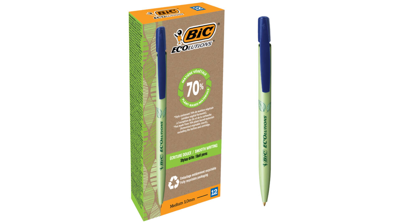 Balpen Bic Ecolutions media clic bio-based medium blauw