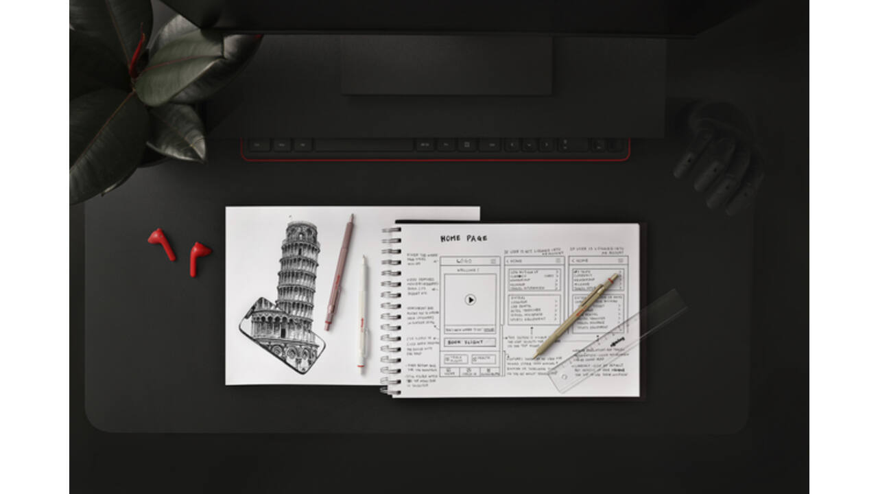 Balpen rOtring 600 parelmoer medium wit