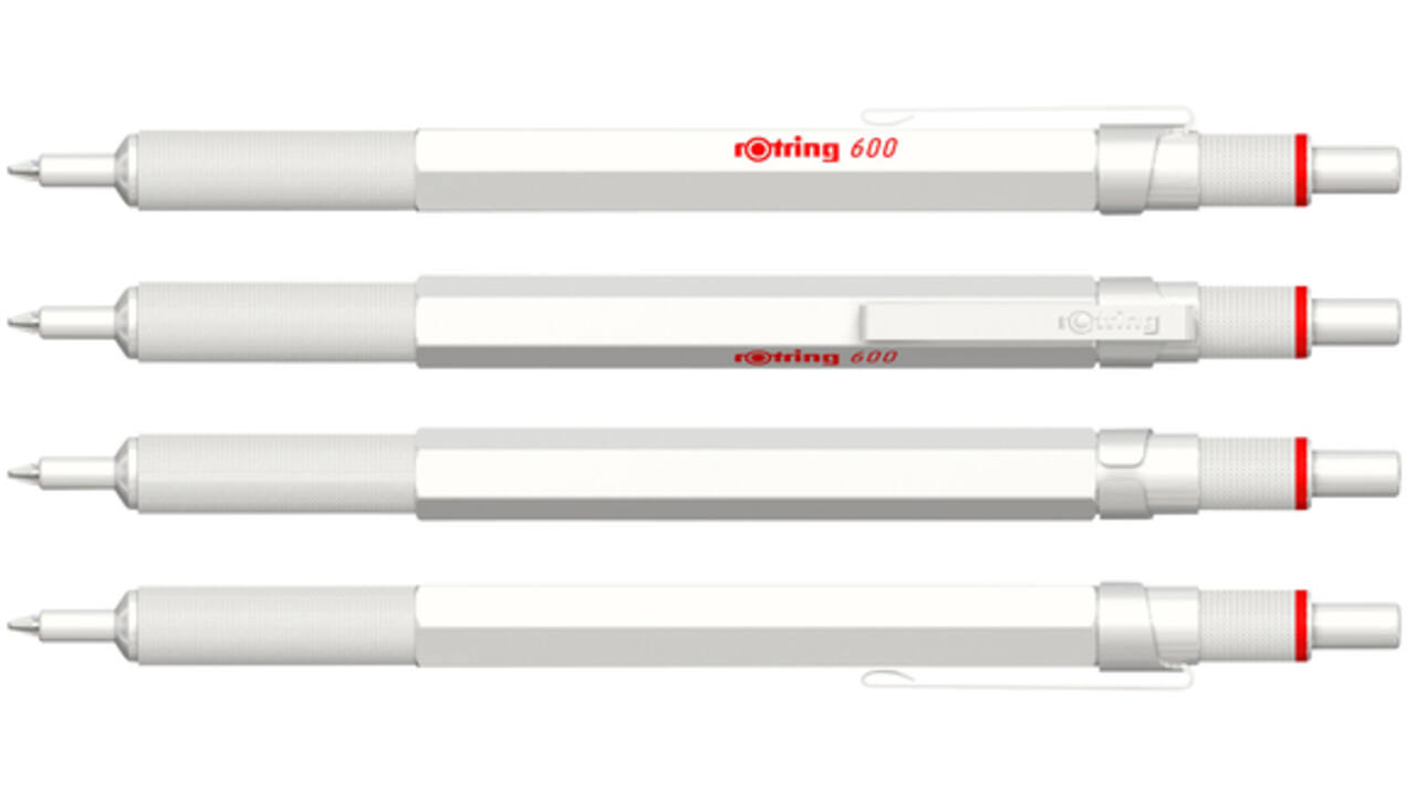 Balpen rOtring 600 parelmoer medium wit