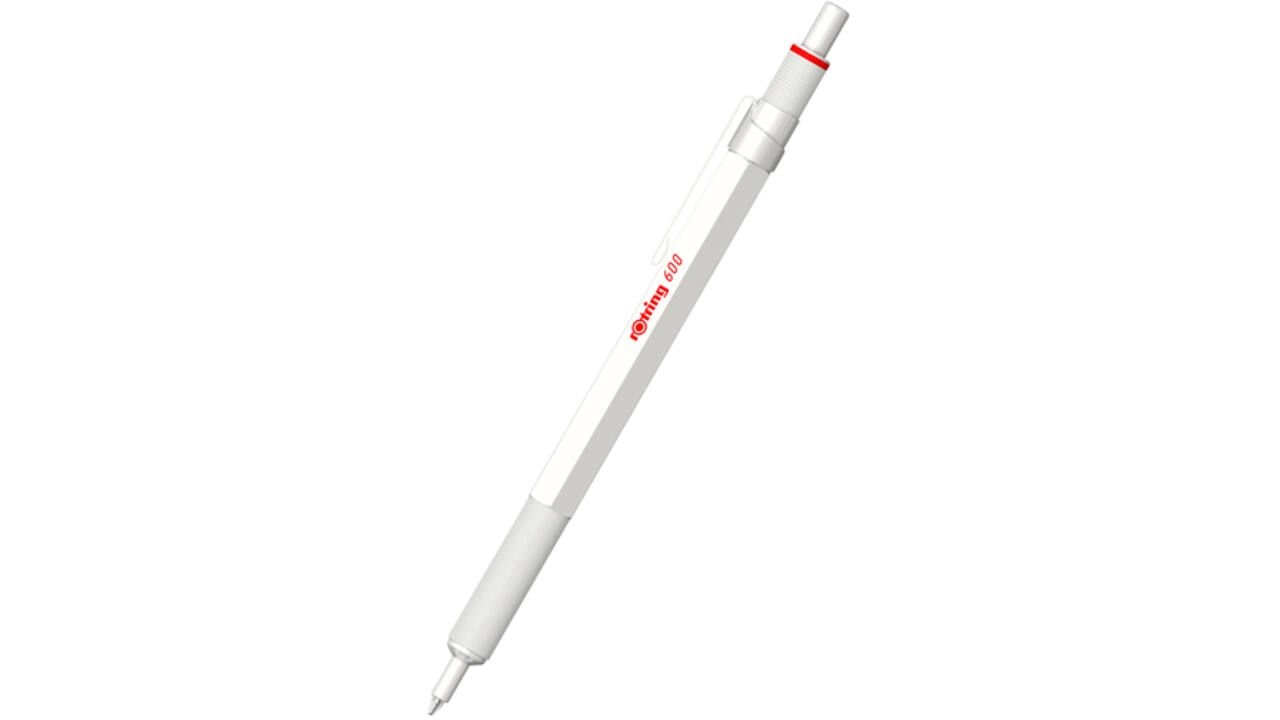 Balpen rOtring 600 parelmoer medium wit