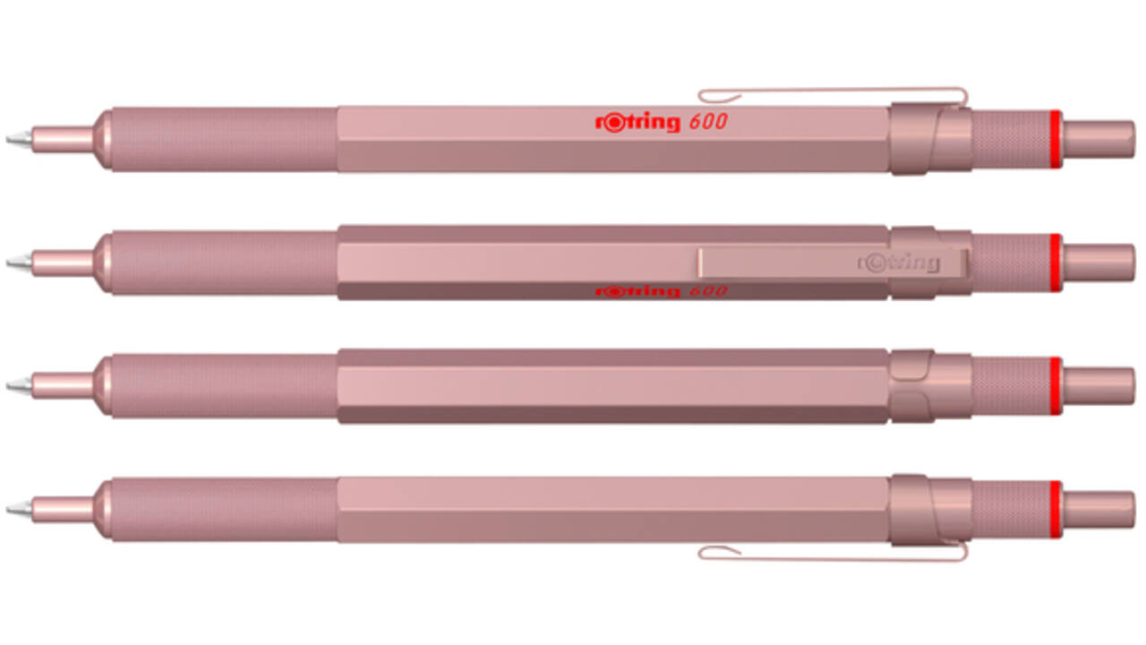 Balpen rOtring 600 medium rosé goud