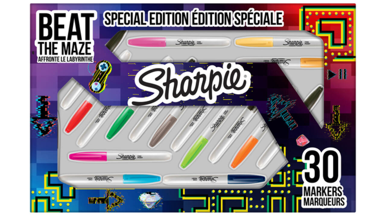 Viltstift Sharpie rond Beat the Maze fijn assorti pak à 30 stuks
