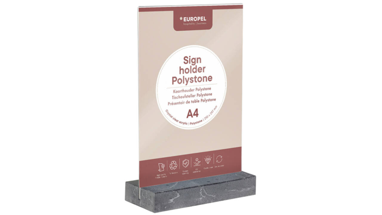 Kaarthouder Europel A4 Polystone antraciet