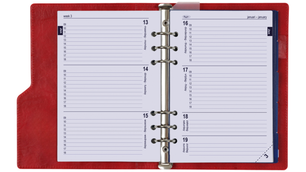 Organizer Kalpa Clipbook A5 inclusief agenda 2024-2025 7dagen/2pagina's rood