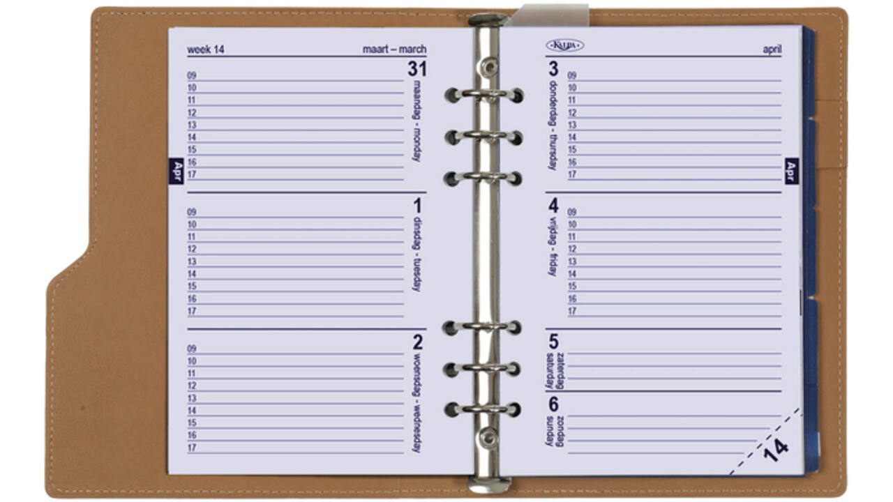 Organizer Kalpa Clipbook A5 inclusief agenda 2024-2025 7dagen/2pagina's slangprint bruin