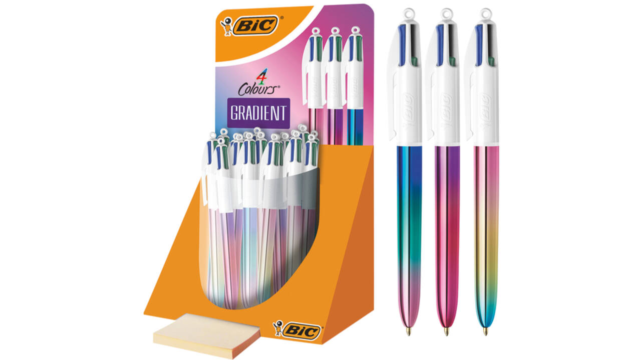Balpen Bic 4kleuren gradient medium assorti