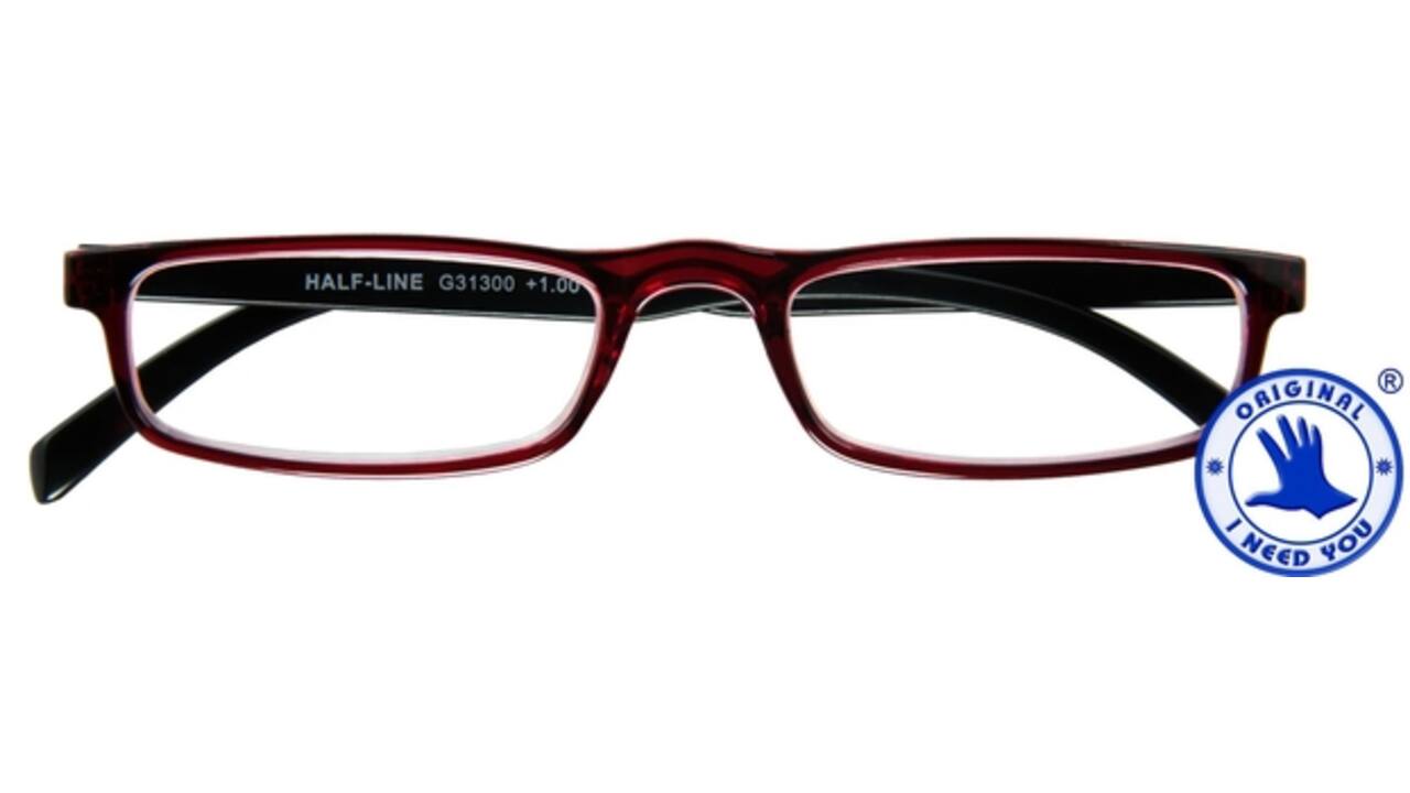 Leesbril I Need You +1.00 dpt Half-line rood
