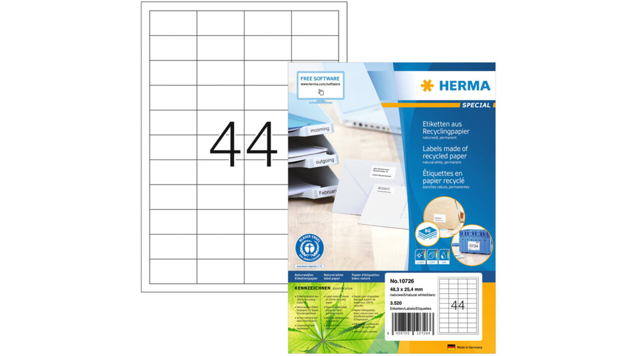 Etiket HERMA recycling 10726 48.3x25.4mm 3520stuks wit