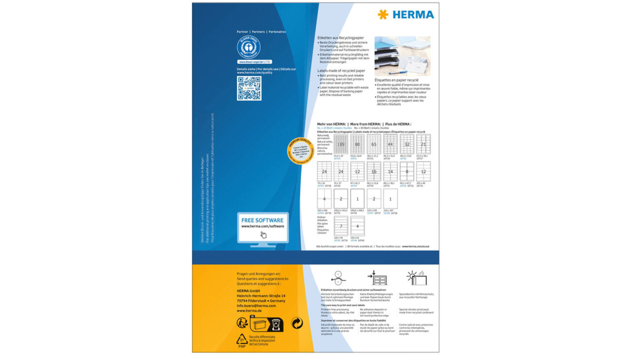 Etiket HERMA recycling 10732 99.1x67.7mm wit 640 stuks