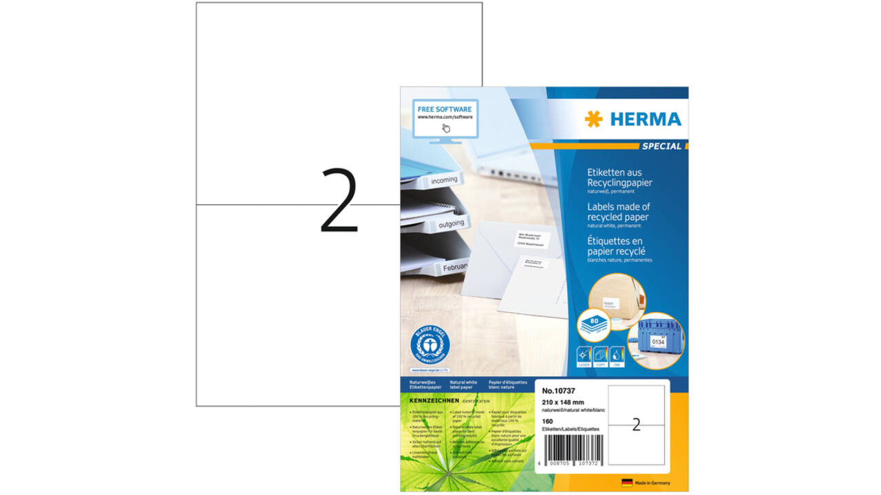 Etiket HERMA recycling 10737 210x148mm 160stuks wit