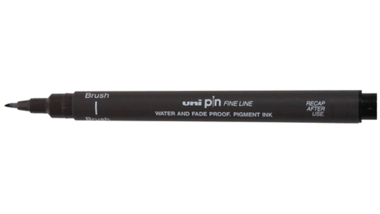 Fineliner Uni-ball Pin brush fijn donkergrijs