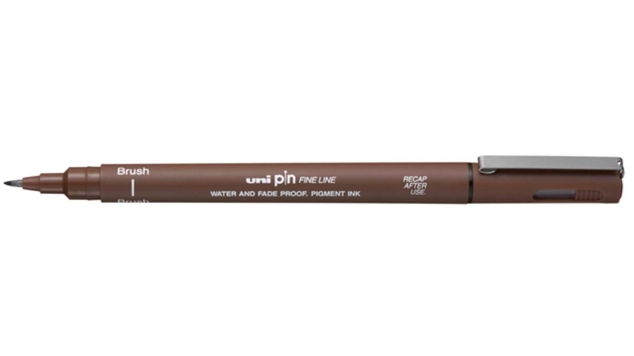 Fineliner Uni-ball Pin brush fijn sepia