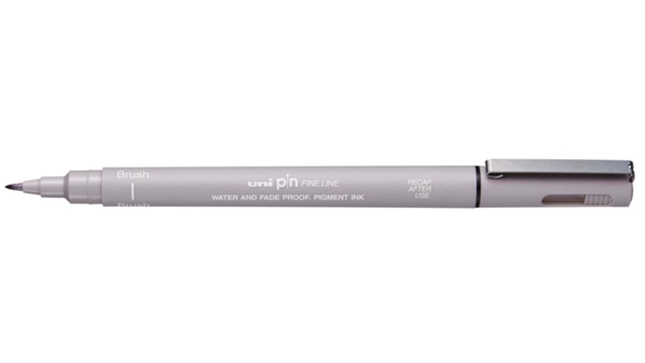 Fineliner Uni-ball Pin brush fijn lichtgrijs