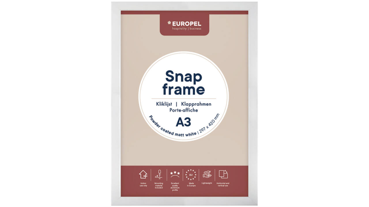 Kliklijst Europel A3 25mm mat wit