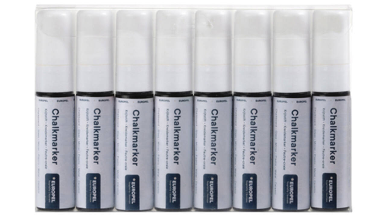 Krijtstift Europel 15mm wit etui 8 stuks