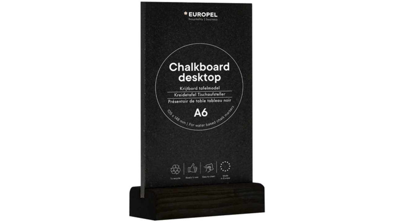 Krijtbord Europel tafelmodel A6 staand zwart