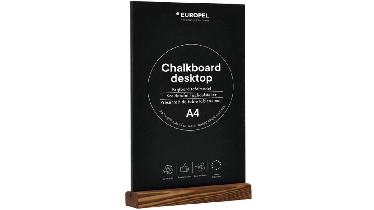 Krijtbord Europel tafelmodel A4 staand natural