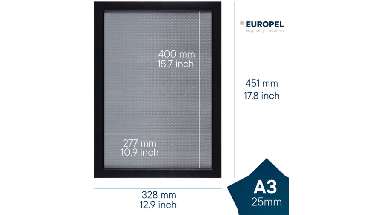 Kliklijst Europel A3 25mm mat zwart