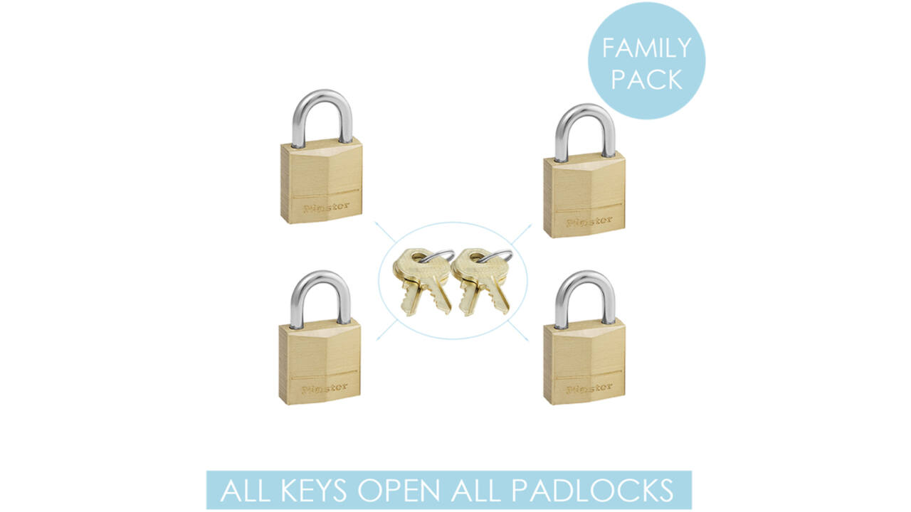 Hangslot MasterLock 4 gelijksluitend messing 20mm