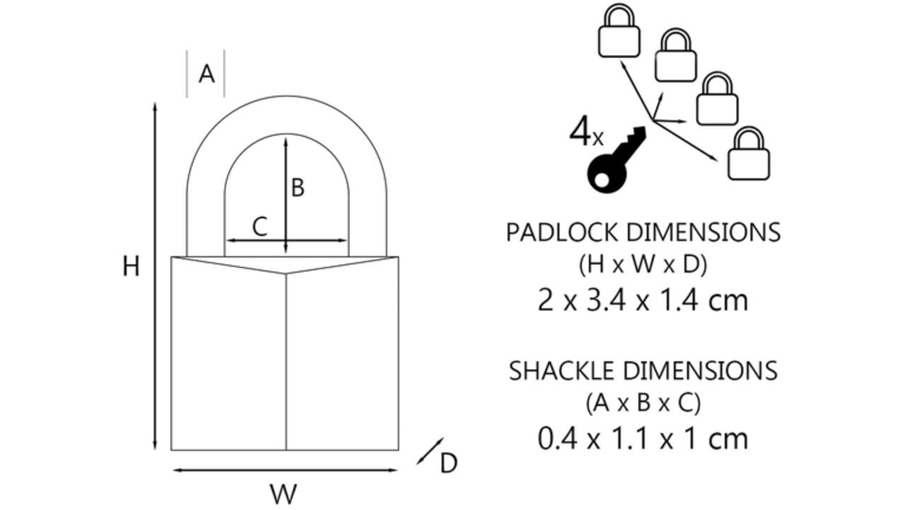 Hangslot MasterLock 4 gelijksluitend messing 20mm