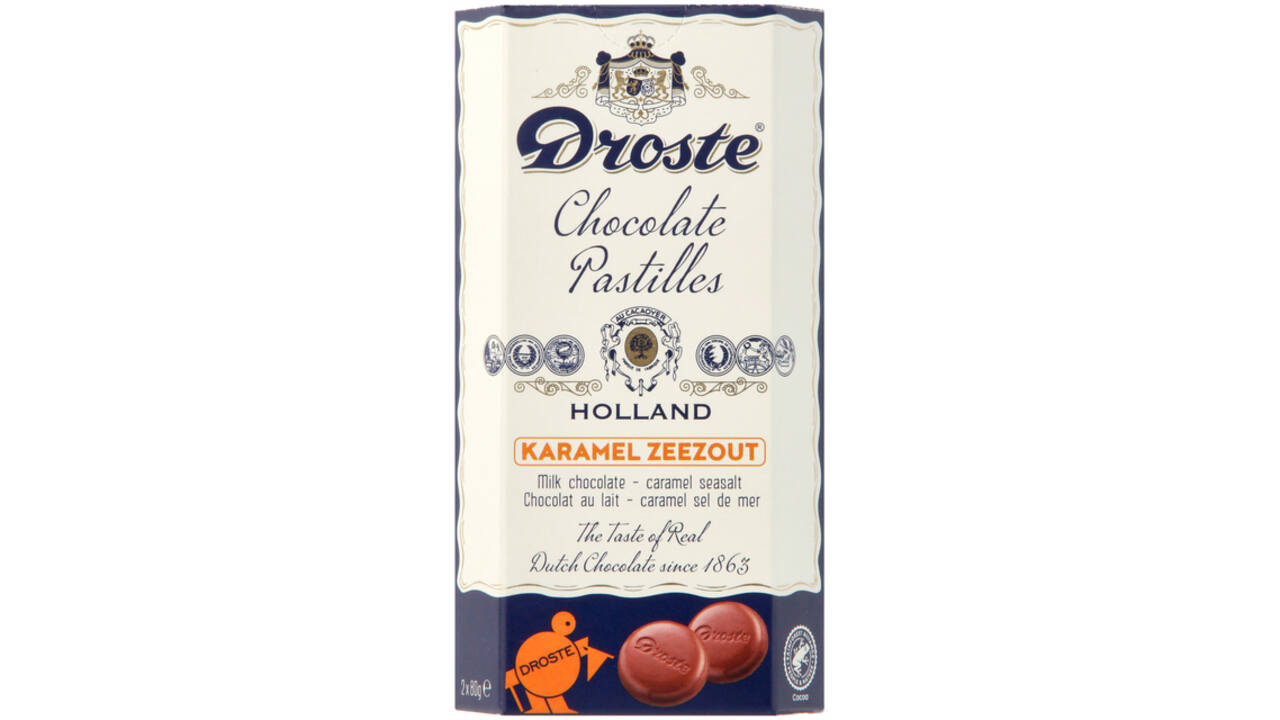Chocolade Droste duopack pastilles melk karamel zeezout 160gr