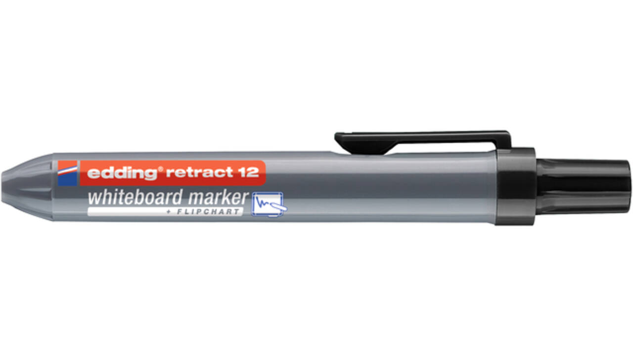 Viltstift edding 12 whiteboard drukknop rond 1.5-3mm zwart