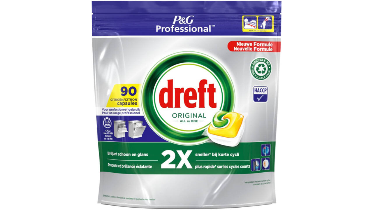 Vaatwastabletten Dreft All-in-1 professional lemon 90 stuks