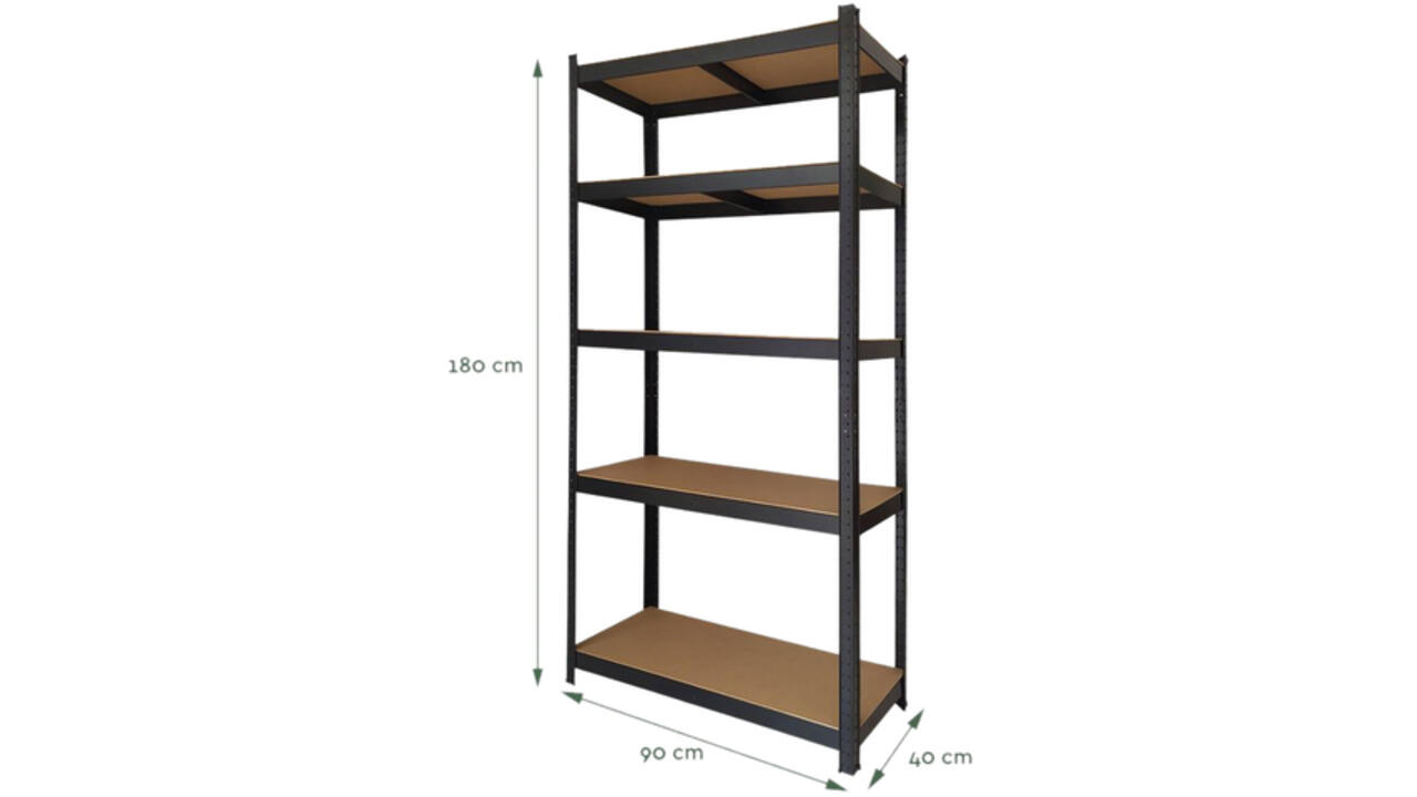 Stellingkast BRASQ 5 borden 90x40x180cm SU175 max 875 KG zwart