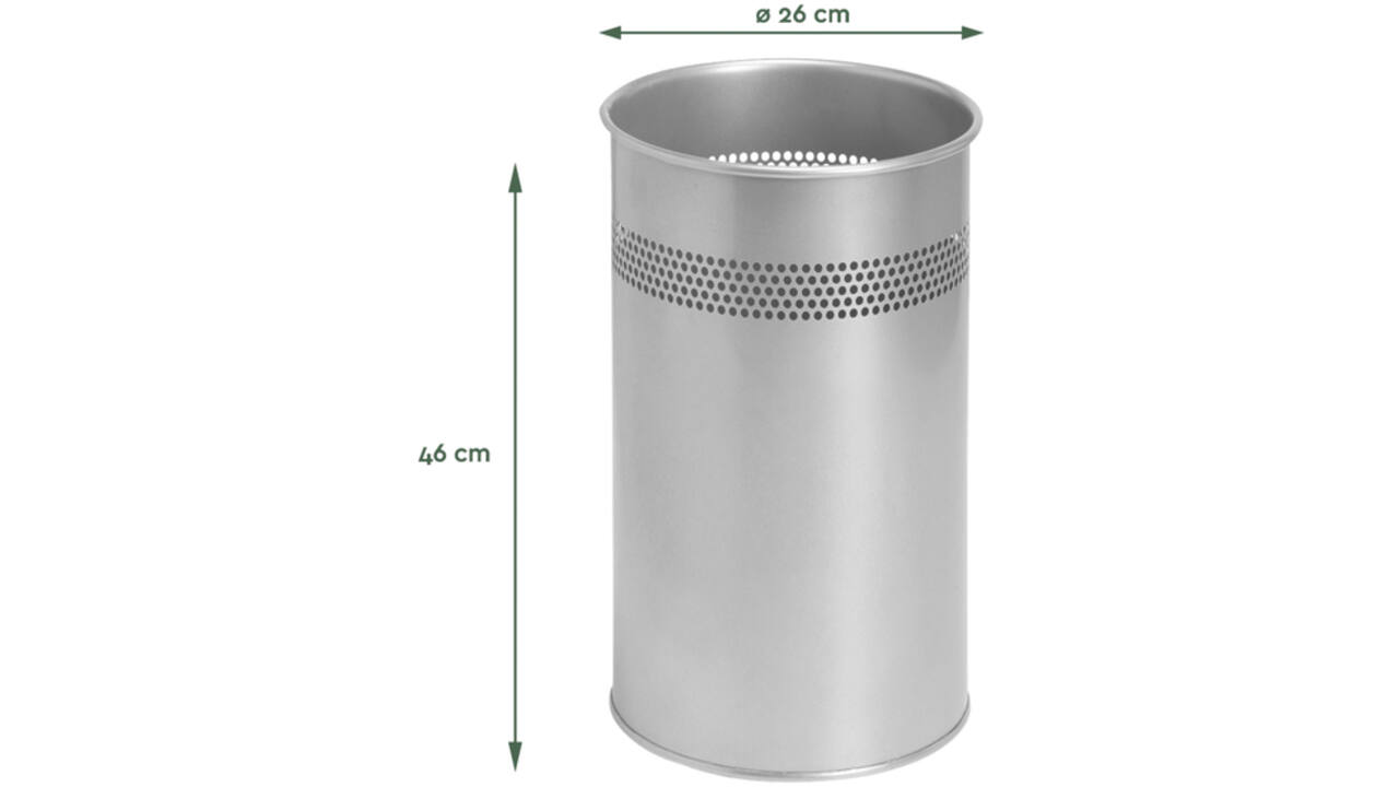 Papierbak BRASQ 21 liter rvs zilver