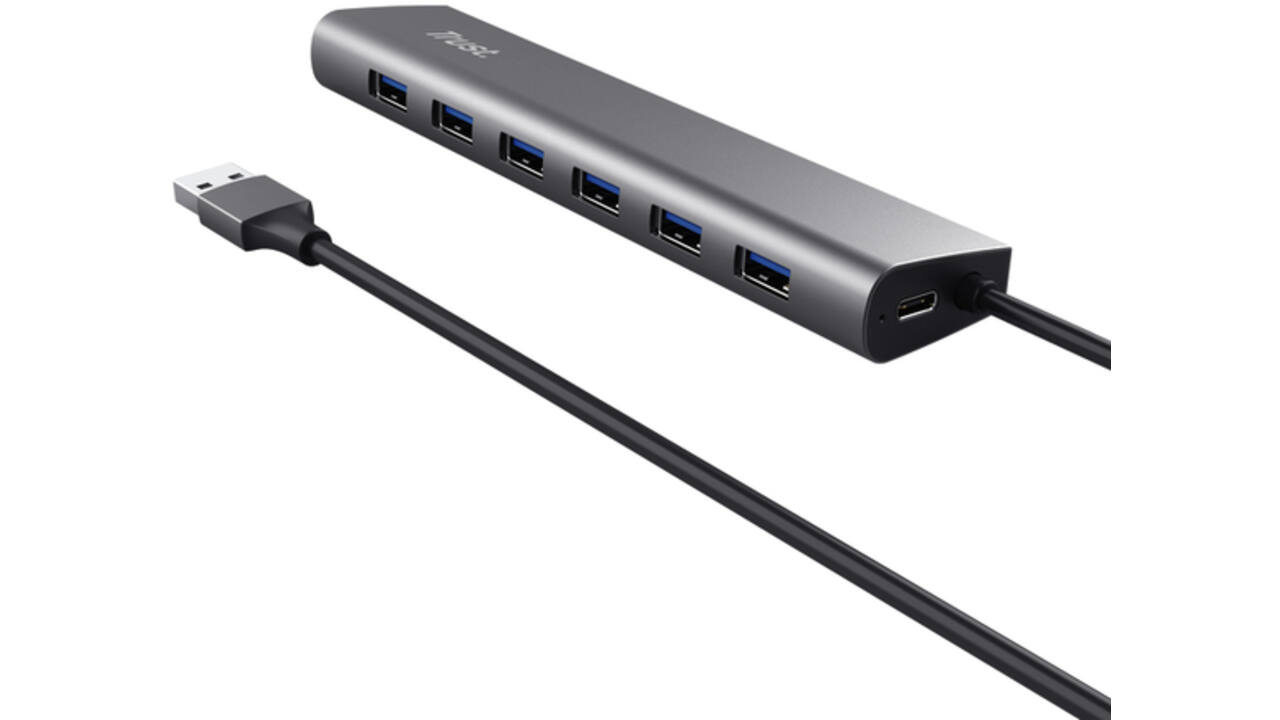 Hub Trust HALYX 7-port USB-A 3.2 zilver