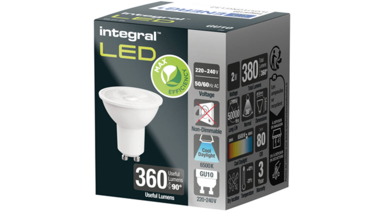 Ledlamp Integral GU10 6500K koel wit 2W 380lumen