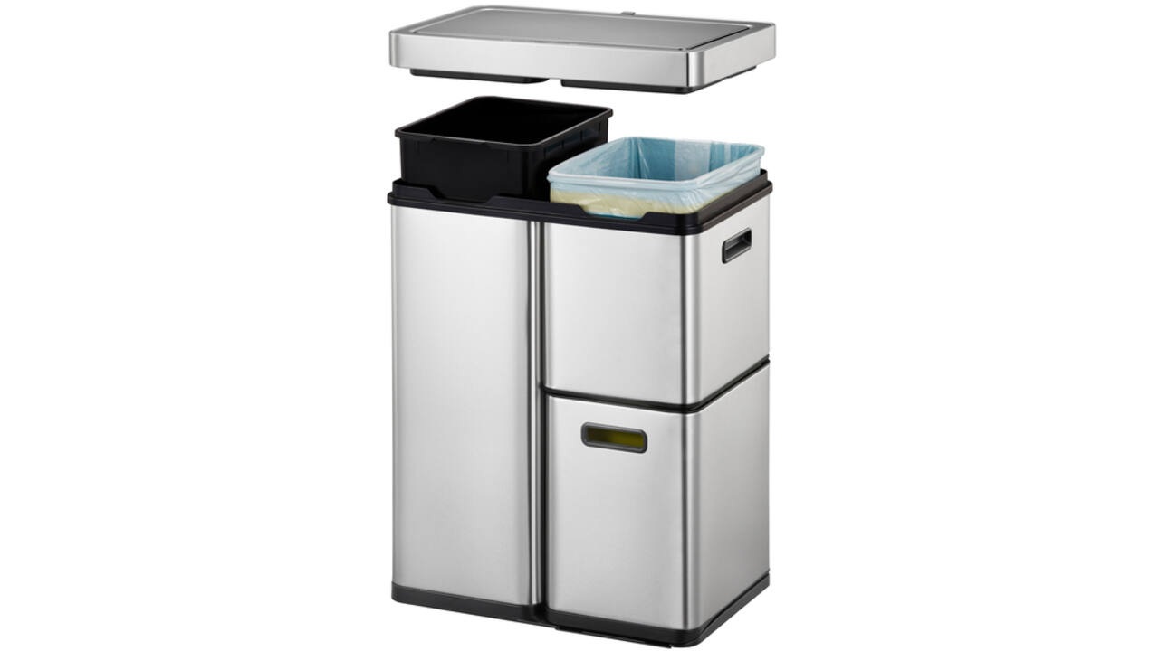 Afvalbak EKO Mirage Plus sensor 30liter en 2x15liter RVS