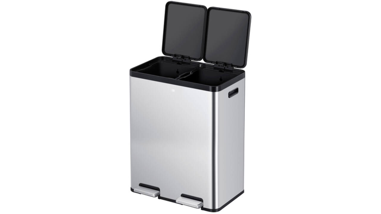 Afvalbak EKO Essential Recycler pedaalemmer 2x30liter RVS